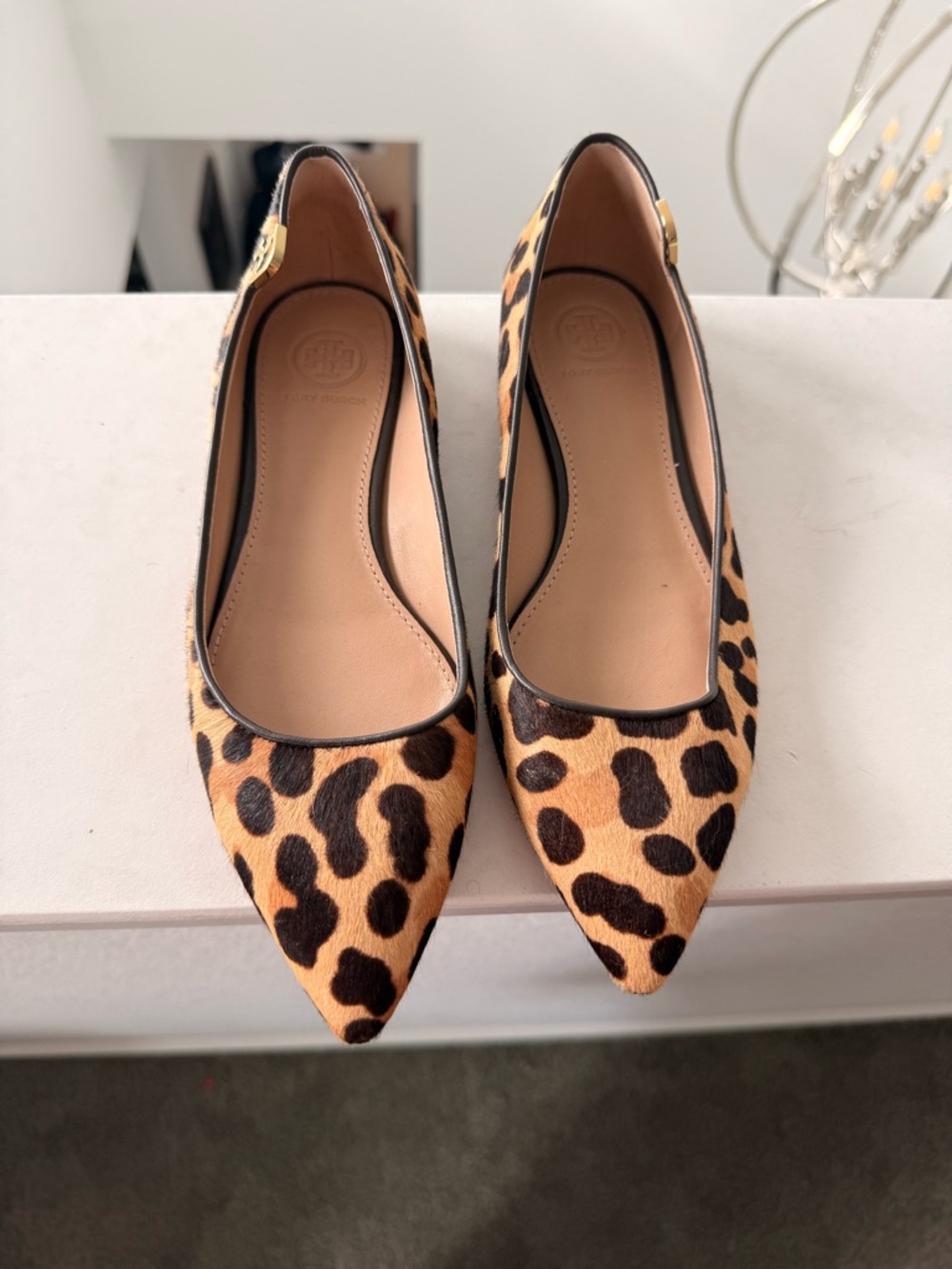 Tory Burch - Leopard printed calf hair flats, size 6.5.